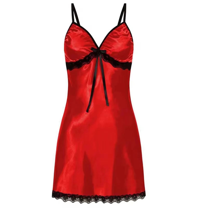 Women Sexy Sleepwear Silk Satin Nightwear Slip Dress Sleeveless Pajamas Nightgown Plus Size Nightwear Comfortable