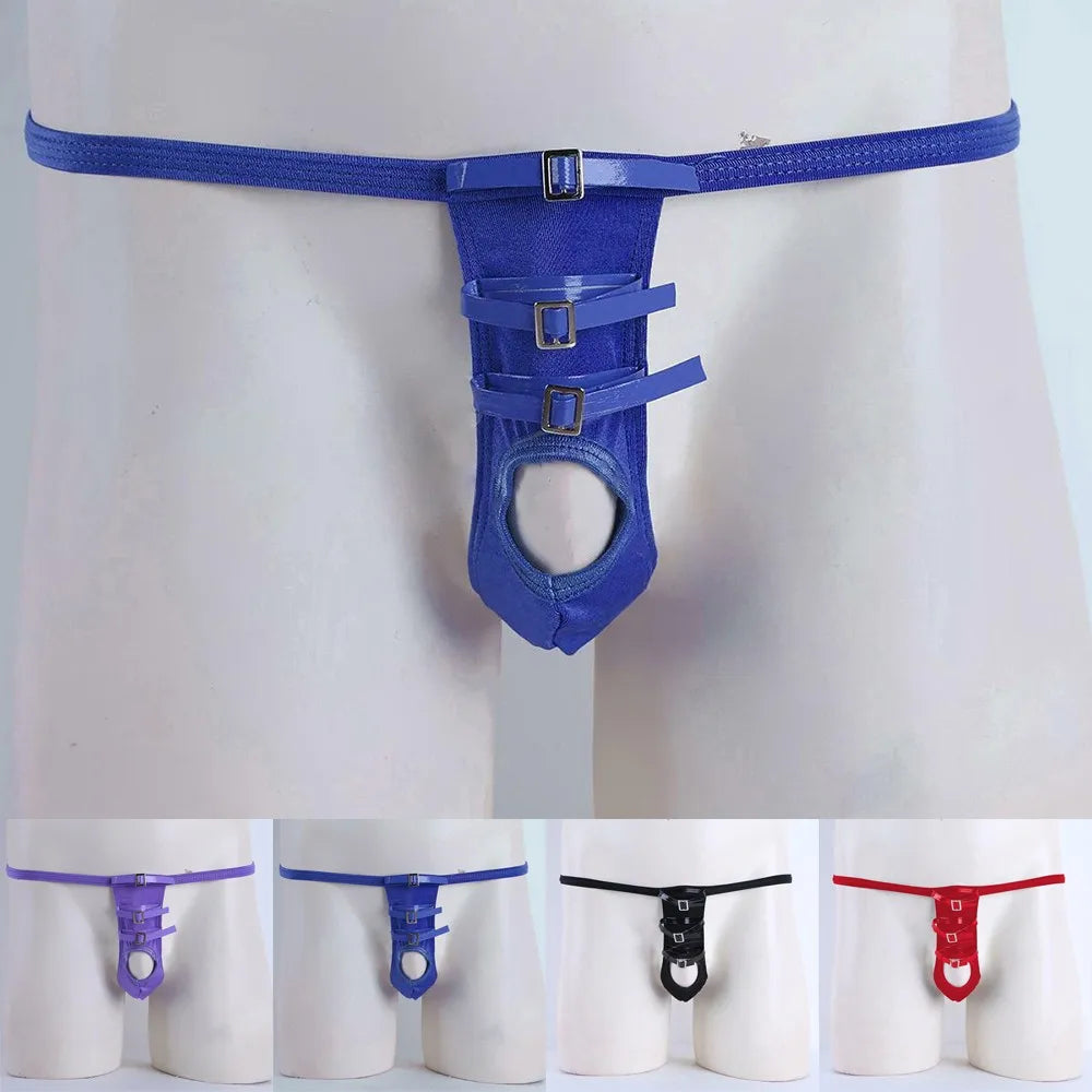 Sexy Cuecas Gay Underwear Jockstrap Sissy Mens Thongs G Strings Cockring Man Soft Erotic Lingerie Sex Penis Hole Bikini Brief