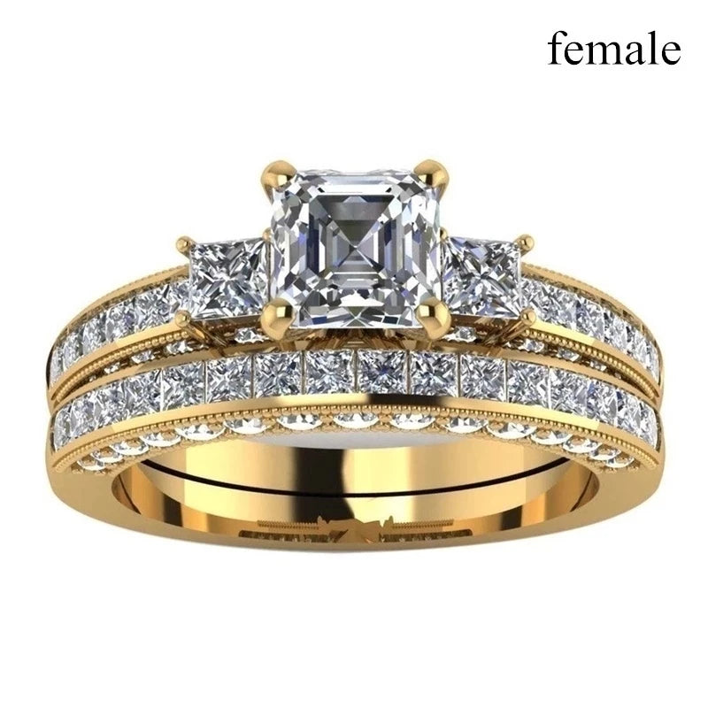 Couple Ring Fashion Wedding Rings For Men Women Cubic Zirconia Ring Engagement Jewelry Accessories Lover Gift