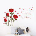 Romantic Red Rose Wall Sticker For Bedroom Living Room Sofa Background Home Decoration Mural Art Decals Flowers Wallpaper