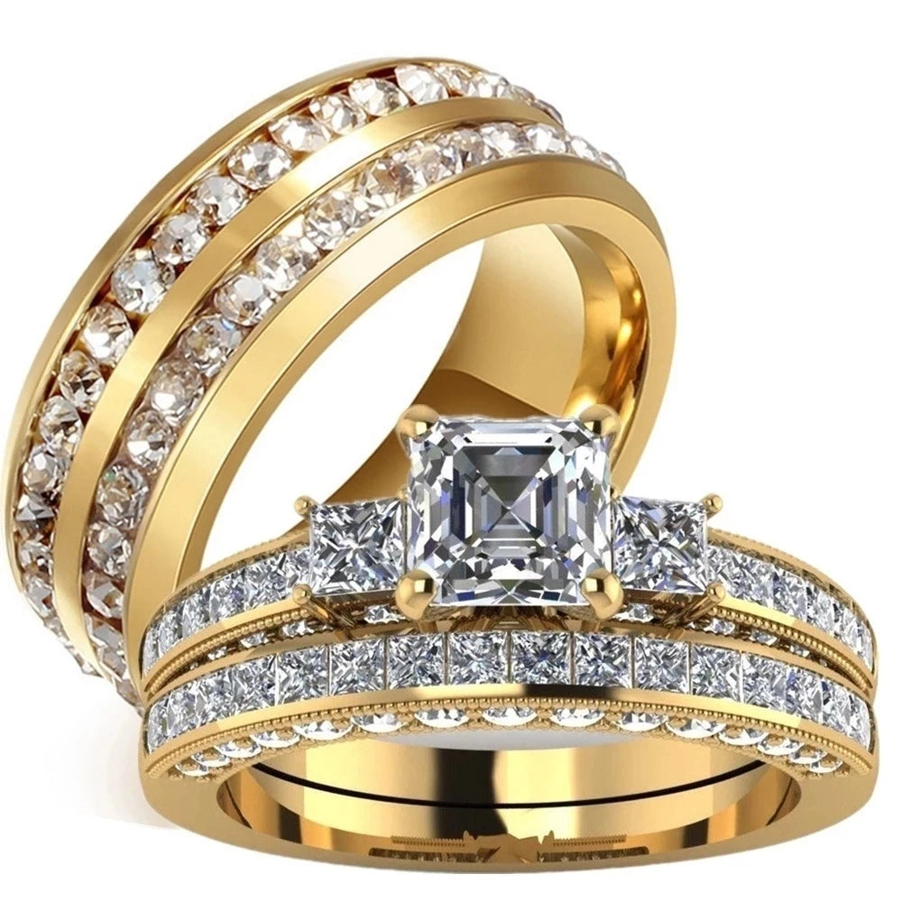 Couple Ring Fashion Wedding Rings For Men Women Cubic Zirconia Ring Engagement Jewelry Accessories Lover Gift