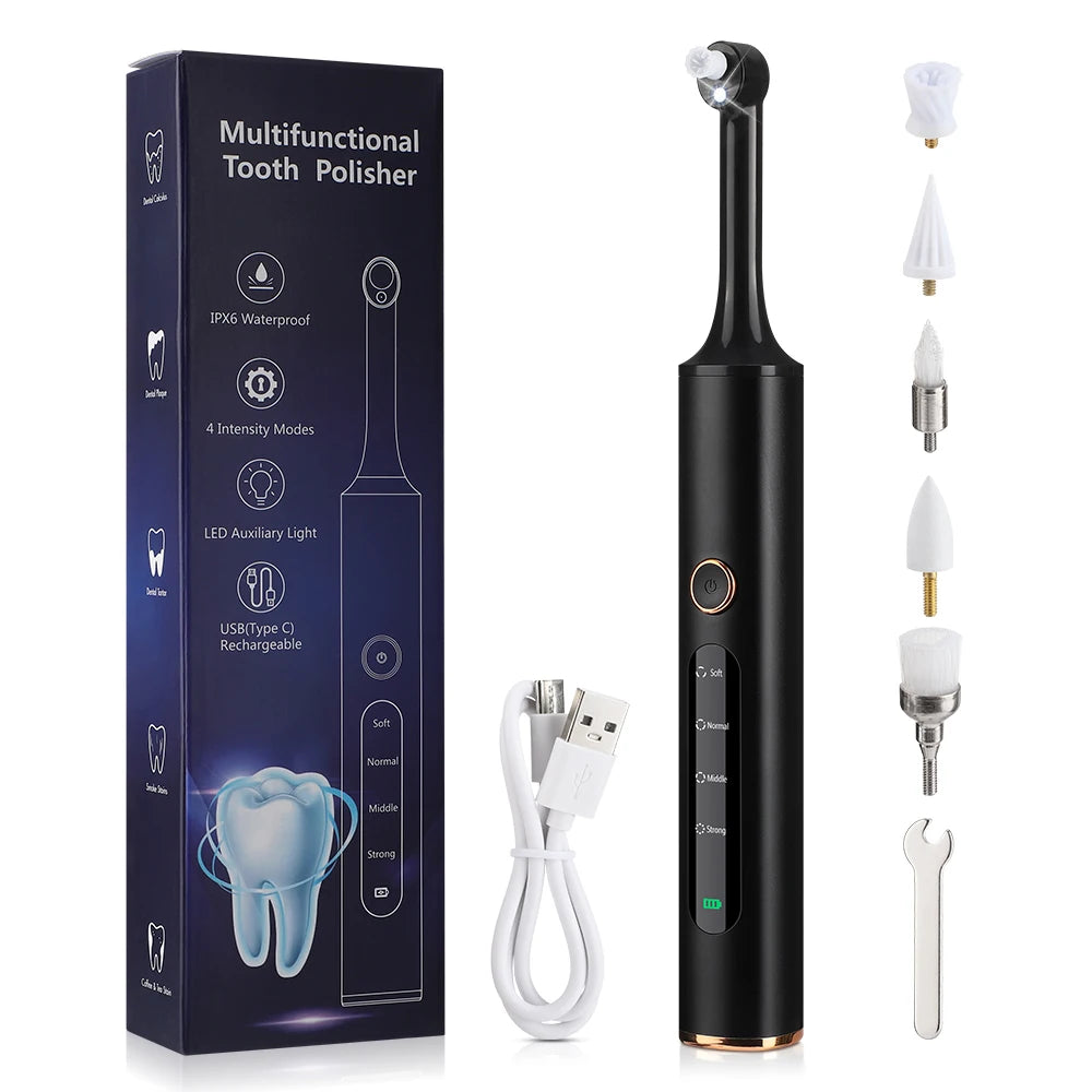 4 Modes Electric Tooth Polisher Teeth Whitening Strips Kit Plaque Calculus Tartar Remover Dental Stone Cleaner Dental Scaler