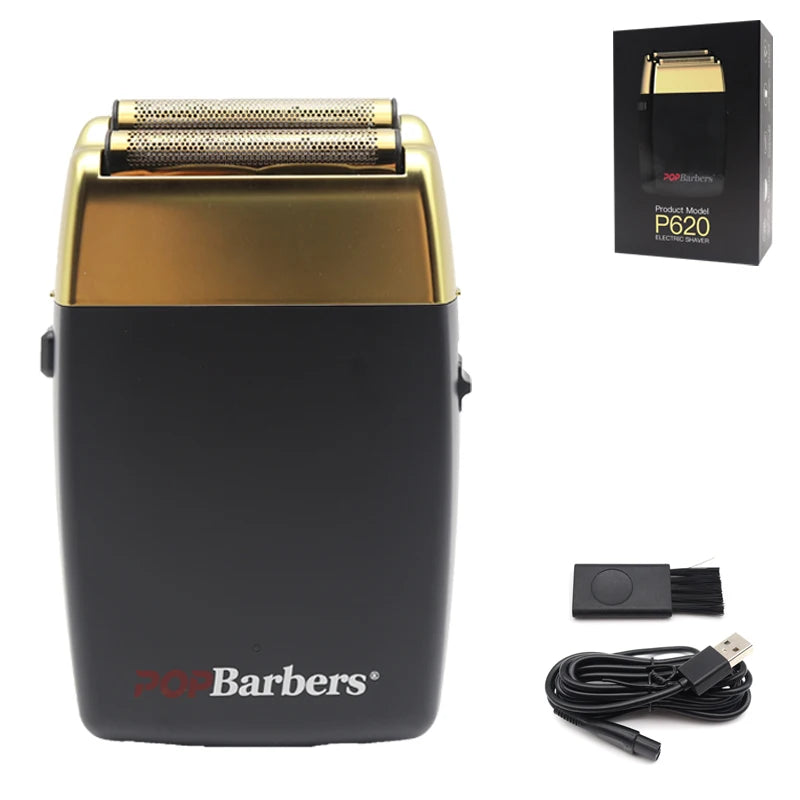 Professional Barber Shaver 11000RPM 7W Double Foil Beard Trimmer Electric Shaver for Men Pop Barbers