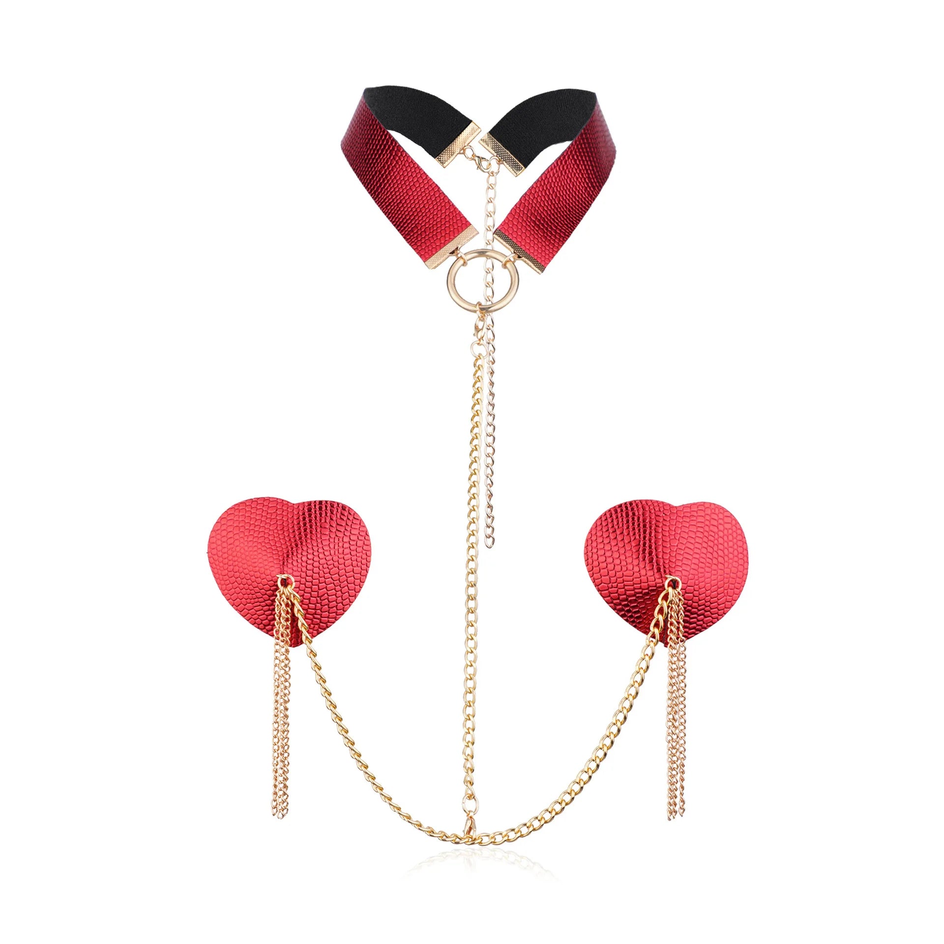 Sexy Metal Chain Linked Nipple Cover With Choker Nipple Pasties Reusable Women Bondage Choker Collar Body Chain Sex Games Toys