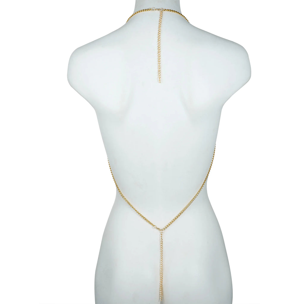 Sexy Metal Chain Linked Nipple Cover With Choker Nipple Pasties  Reusable Women Bondage Choker Collar Body Chain Sex Games Toys