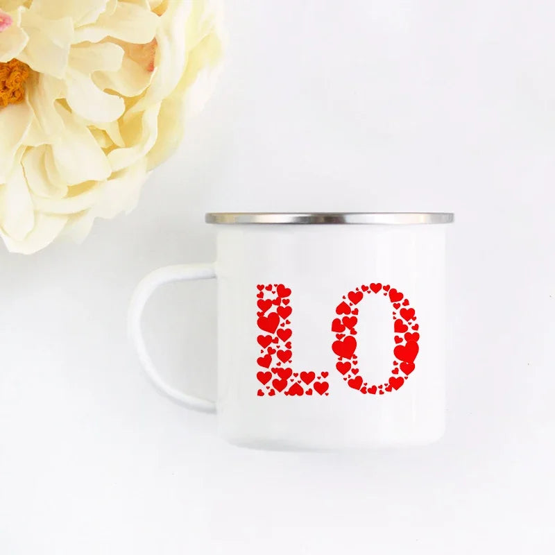 Mr and Mrs Mugs Cute Valentine's Day Gift His and Hers Lovers Camp Cup Husband and Wife Enamel Mug Gift for Couples