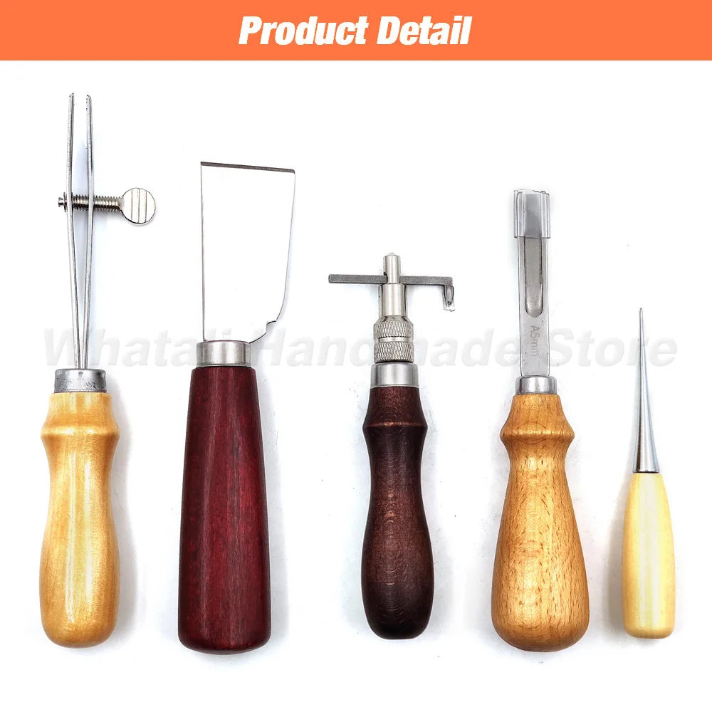 Professional Hand Sewing Leathercraft Tools Kit Saddle Groover Stitching Punch Carving Work Sets Tool For DIY Leather Accessory