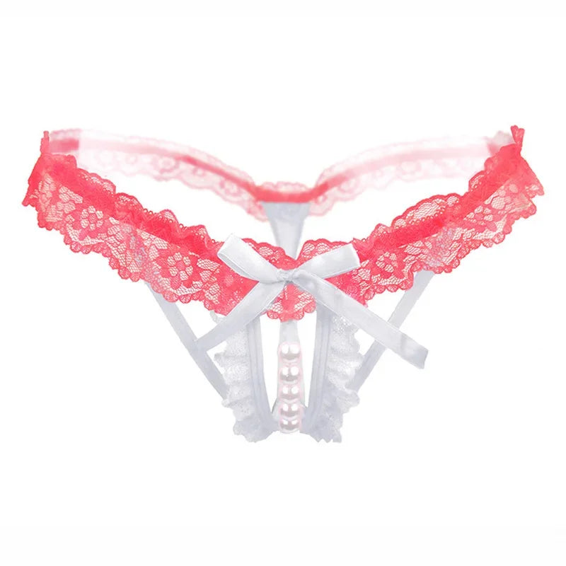 Sexy Women's Panties Lingerie G String Thongs Lace Underwear Female Perspective Women's Thong Pearl Panties Transparent Knickers