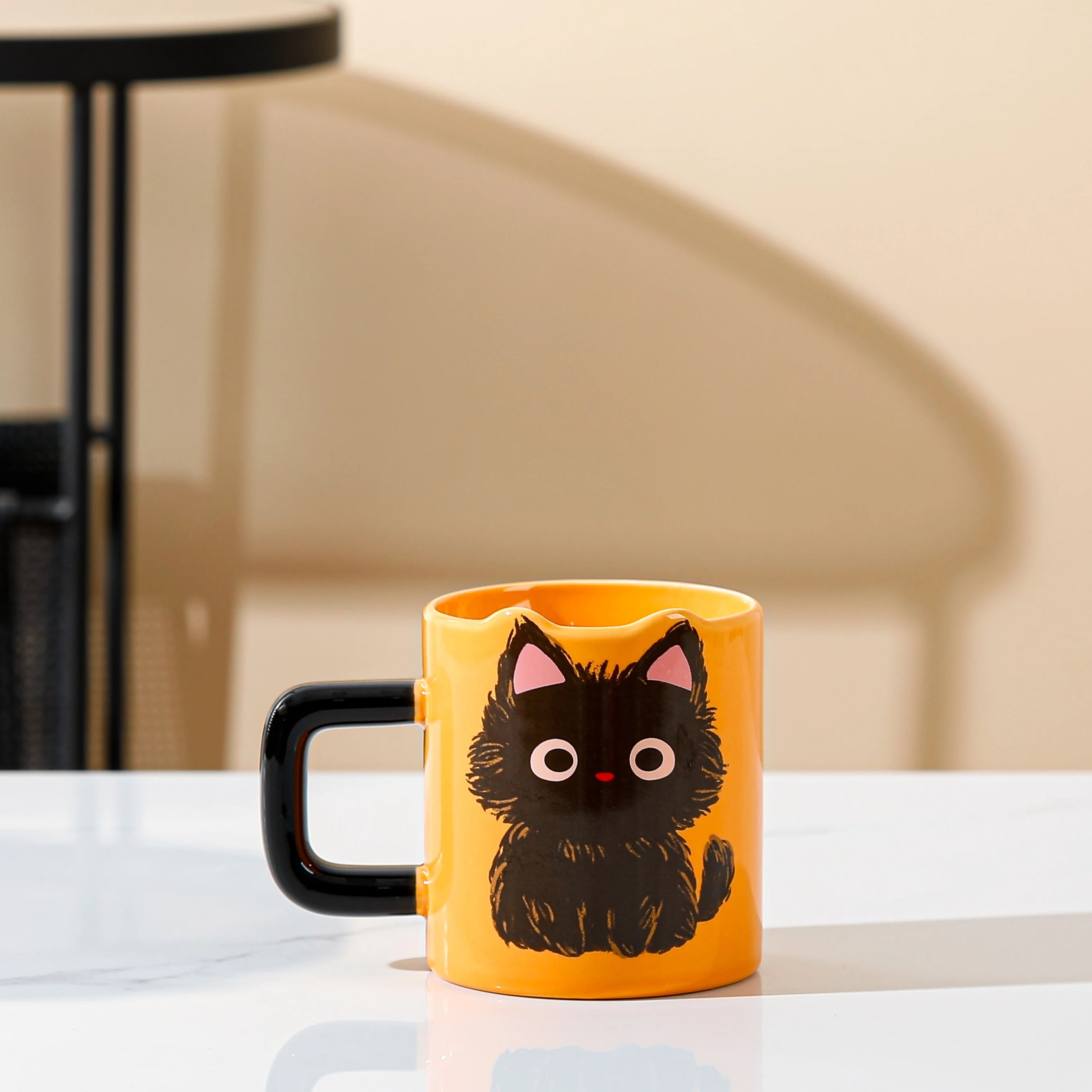 Ceramic  Head Mugs with Spoons Cute Animal Design Drinking Water Cups for Couples Home Office Birthday Gifts