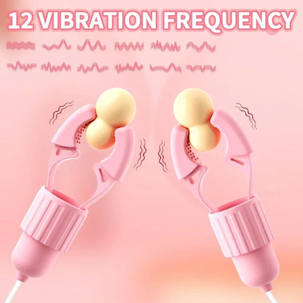 Vibrating Nipple Clamp Vibrator Female Breast Massage Labia Clitoris Clip Stimulation Massager Adult Sex Toy For Women