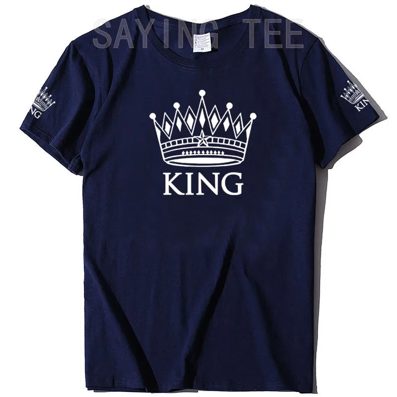 Matching Shirts for Couples Set for Him and Her King Queen T-Shirts Boyfriends Girlfriends Clothes Short Sleeve Graphic Tee Tops