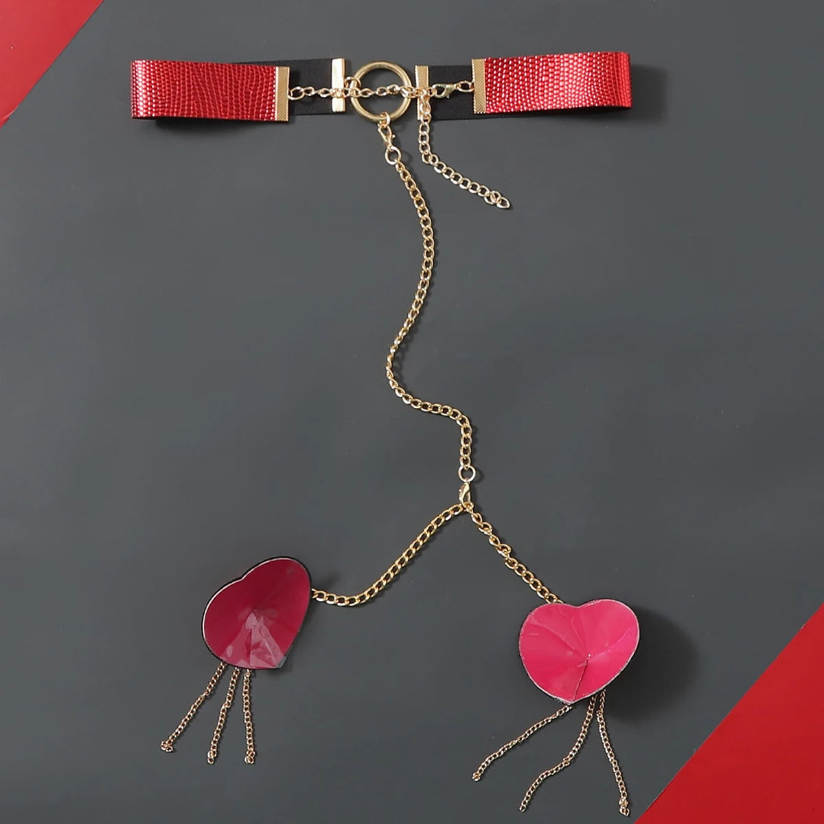 Sexy Metal Chain Linked Nipple Cover With Choker Nipple Pasties  Reusable Women Bondage Choker Collar Body Chain Sex Games Toys