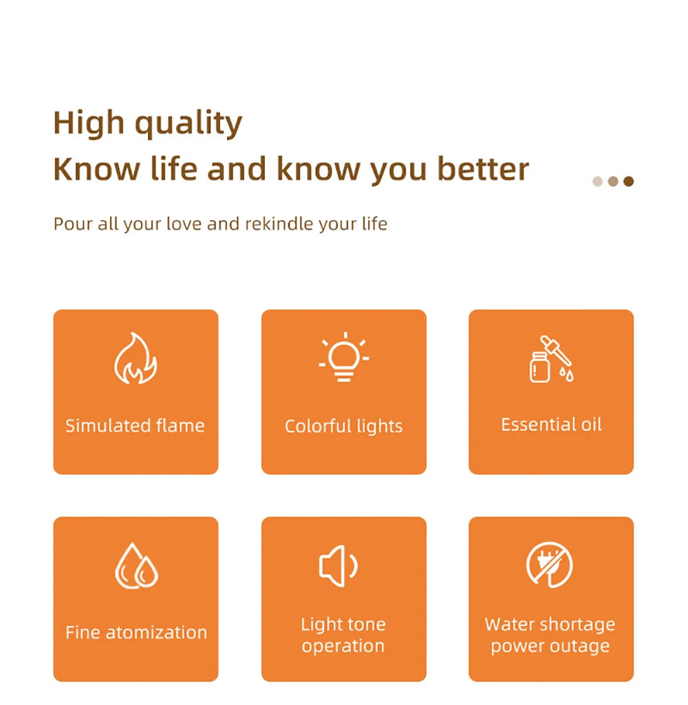 Colorful Flames Air Humidifier Essential Oils Humidifiers Flame Aroma Humidifier Fragrance Diffuser Home Aromatherapy Diffuser