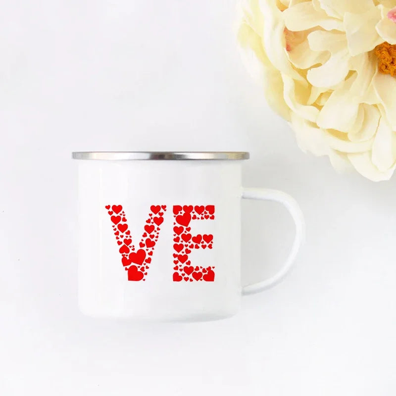 Mr and Mrs Mugs Cute Valentine's Day Gift His and Hers Lovers Camp Cup Husband and Wife Enamel Mug Gift for Couples