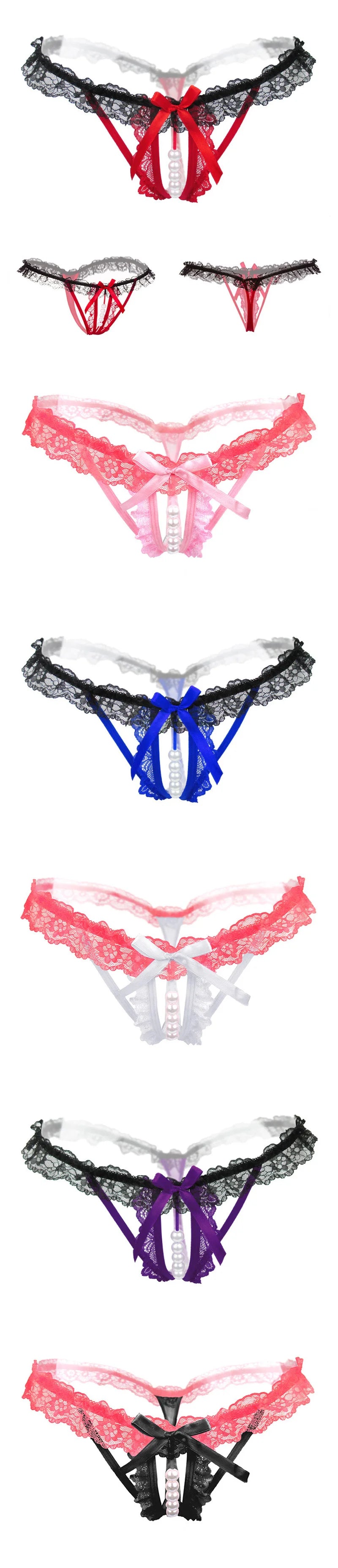 Sexy Women's Panties Lingerie G String Thongs Lace Underwear Female Perspective Women's Thong Pearl Panties Transparent Knickers