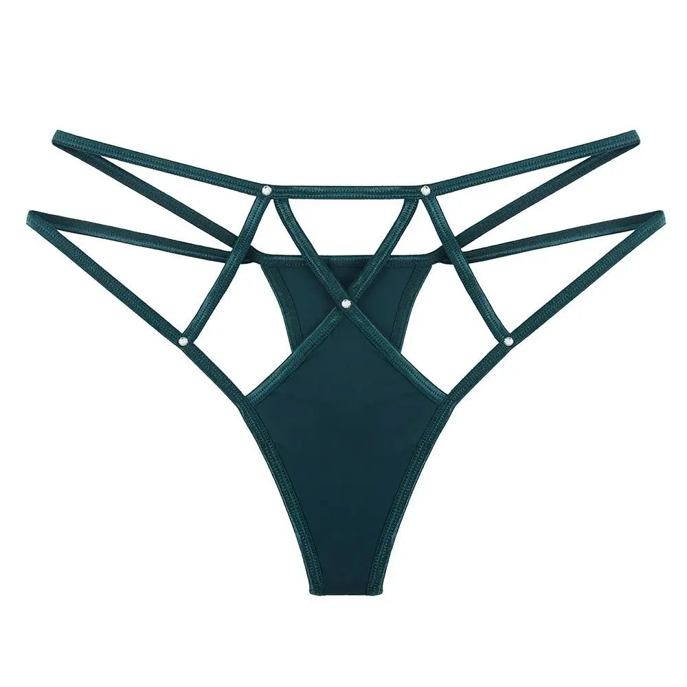Women's Sexy Lace Hollow Out Thong Panties – Low Rise G-String Underwear | Comfortable Nylon Ice Silk Intimate Wear