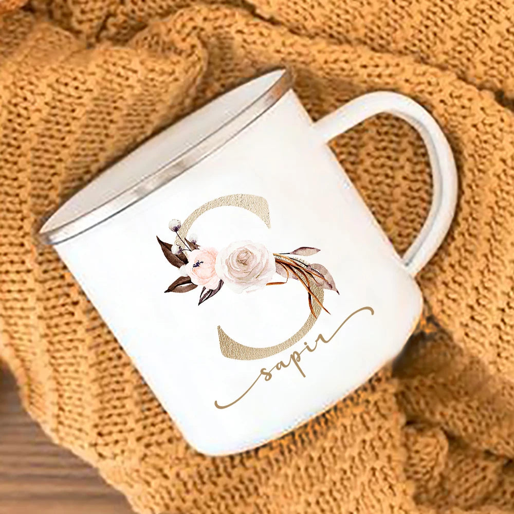 Floral Print Mugs Custom Name Coffee Juice Cups Wedding Bachelor Party Wine Cup Bridesmaid Bride Valentine's Day Christmas Gifts