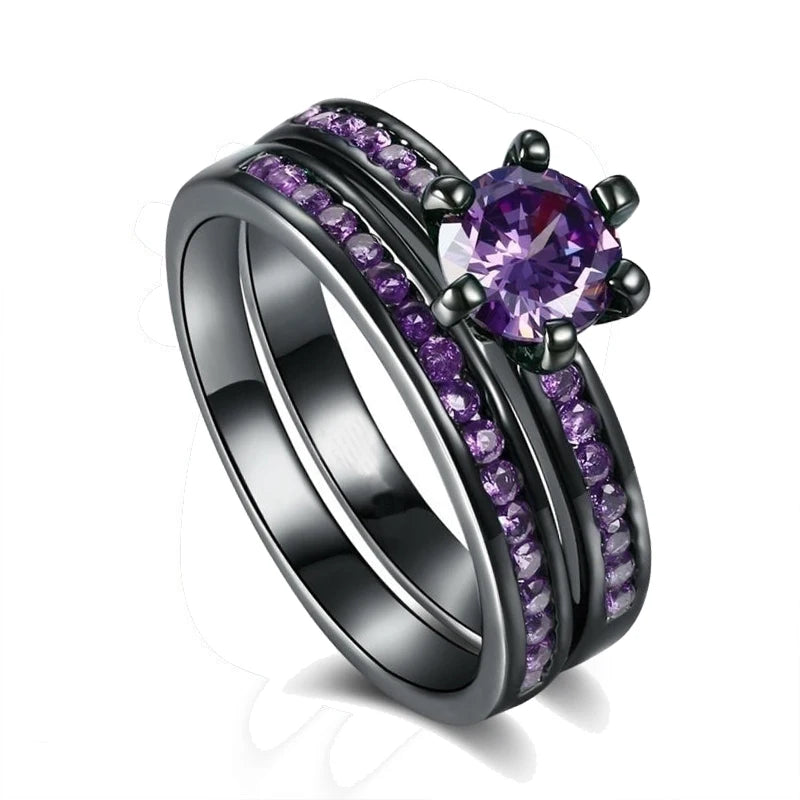 Couple Rings For Women White Rhinestones Zirconia Rings Set Simple CZ Stainless Steel Men Ring Wedding Jewelry For Lover Gifts