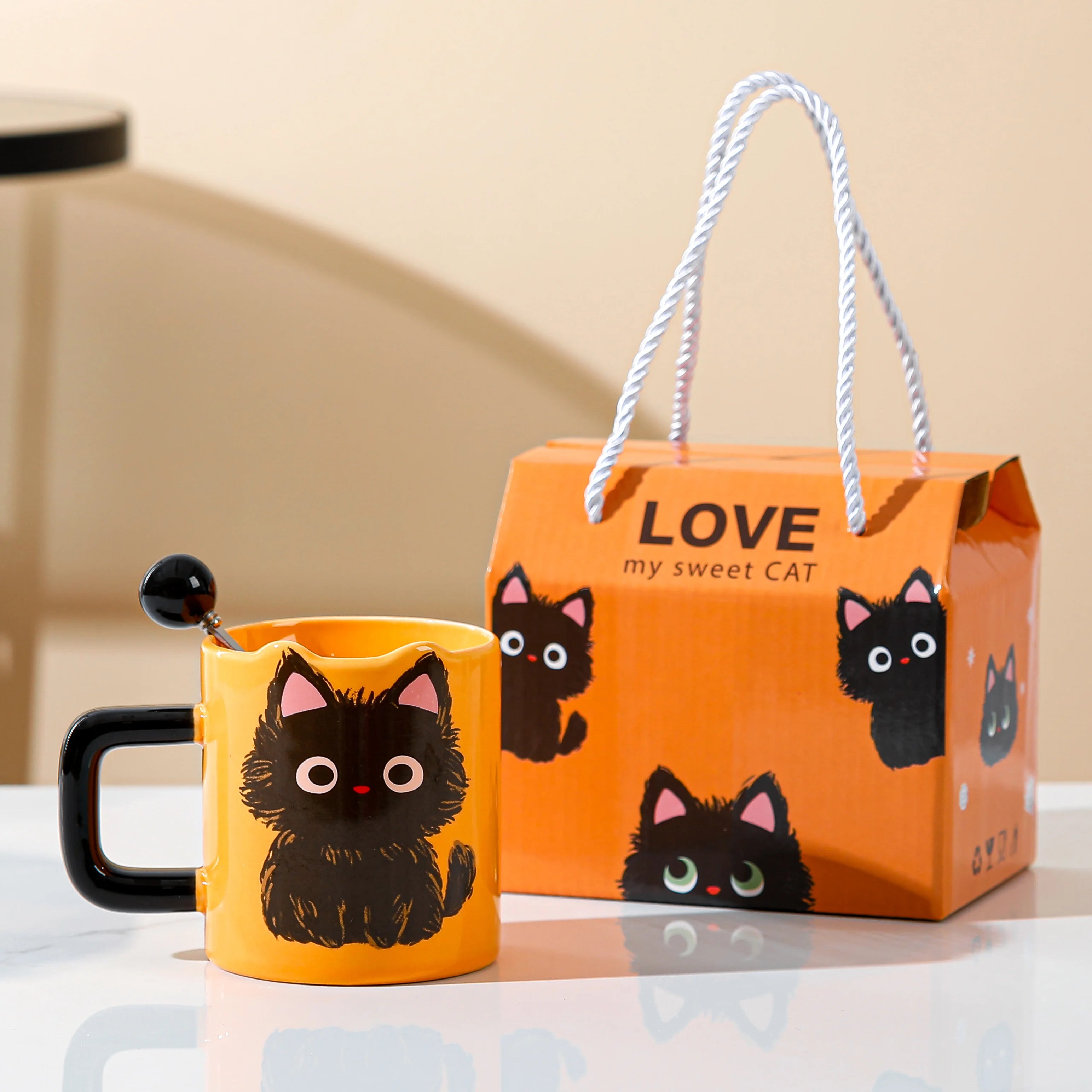 Ceramic  Head Mugs with Spoons Cute Animal Design Drinking Water Cups for Couples Home Office Birthday Gifts