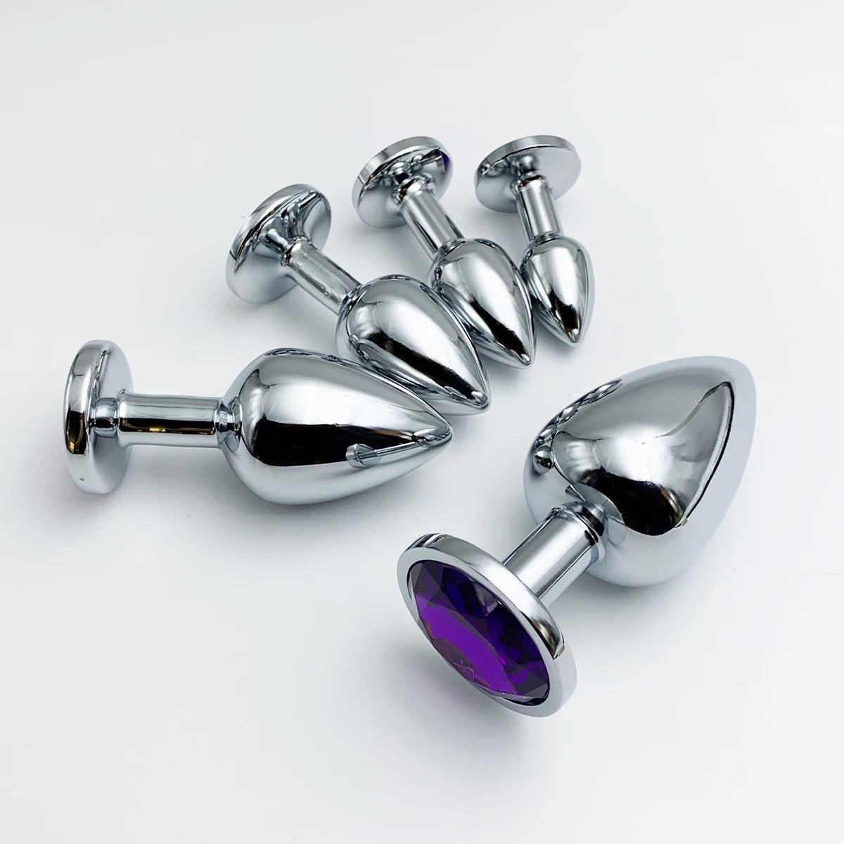 Metal Anal Plug Set with Jewel Base – 5 Sizes for Beginners to Advanced