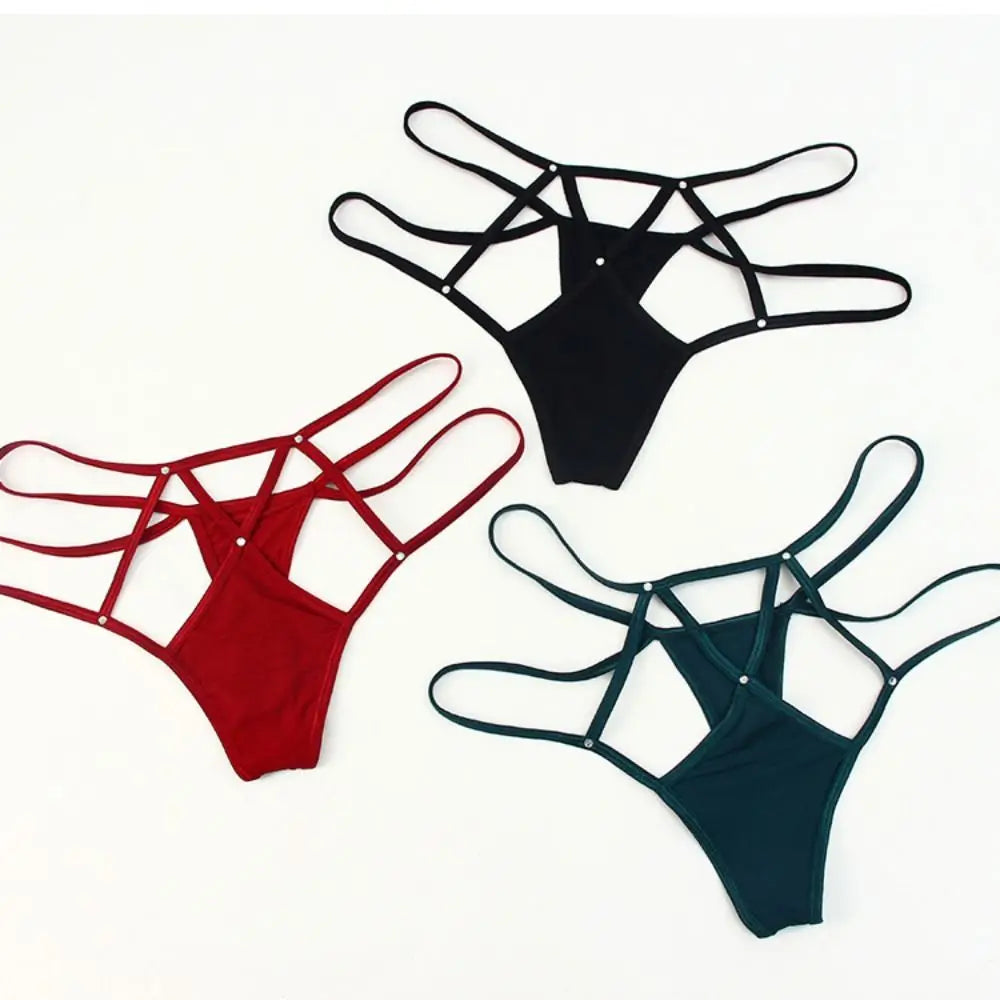 Women's Sexy Lace Hollow Out Thong Panties – Low Rise G-String Underwear | Comfortable Nylon Ice Silk Intimate Wear