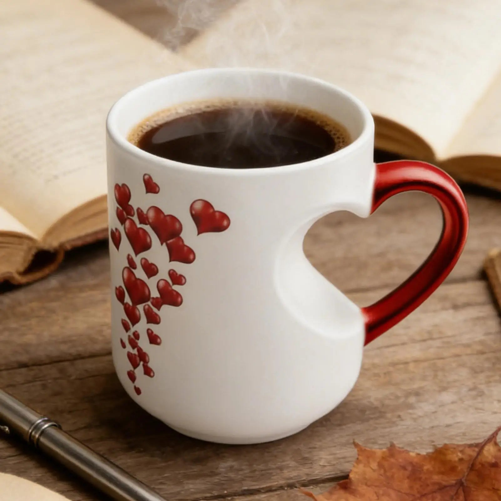 Heat Sensitive Color Changing Heart Handle Mug Strange Rare Mate Couple Valentine Day Wedding Coffee Mug Cup Festival Gifts