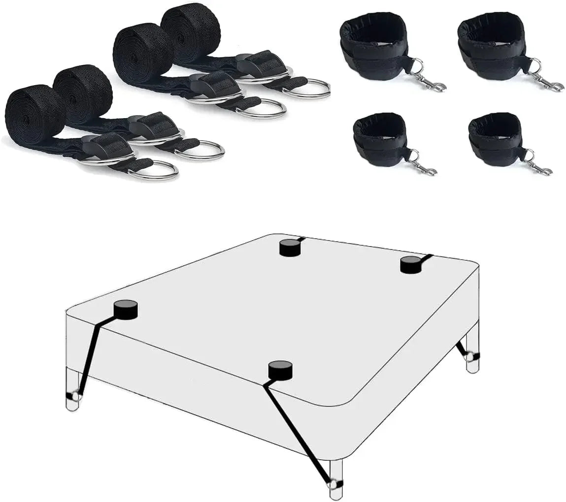 Bed BDSM Kit Set Sex Toy Handcuffs for Couple Woman Adult Supplies BDSM Restraints Bed Bondage Rope Sexual Handcuffs Sexy Game