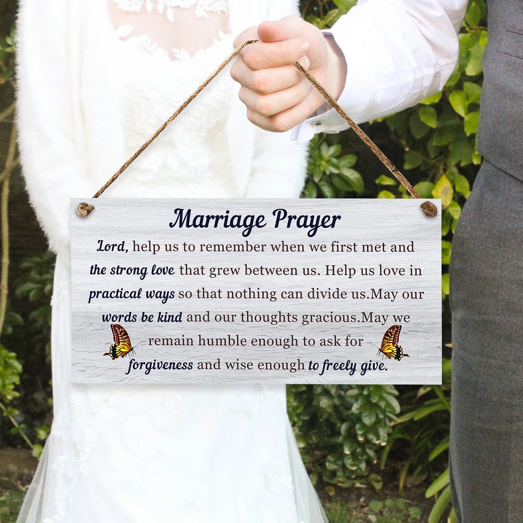 Marriage Prayer Wood Plaque,Decorative Wall Art Room Decor, Farmhouse Hanging Wood Sign,Christian Wall Decor,Wedding Decoration