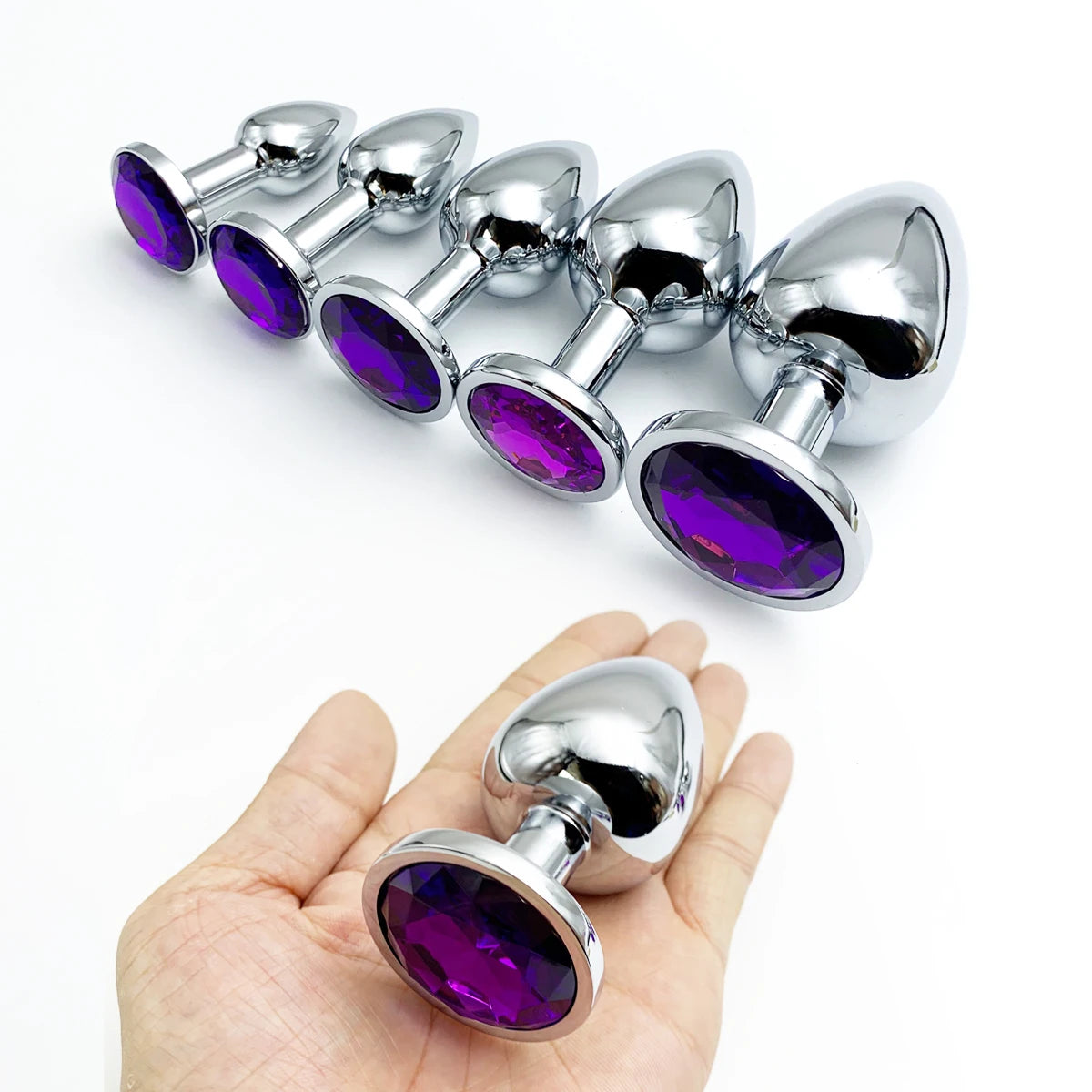 Metal Anal Plug Set with Jewel Base – 5 Sizes for Beginners to Advanced