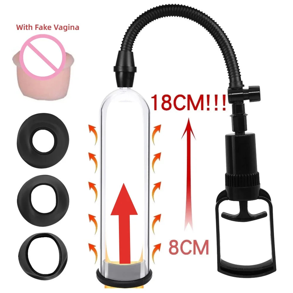 Adult Toy Penis Pump Male Masturbator for Adult Entertainment Penis Pump Increase Cock Length Enlarger Erotic For Adult Men 18+