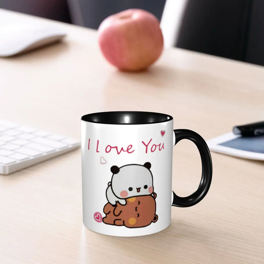 Panda And Brownie Coffee Mug DIY Custom True Love BuBu DuDu Couple Ceramic Mug Cup Creative Present