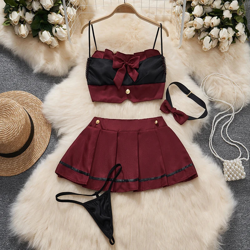 Red Christmas Cosplay Rabbit girl Jumpsuit Sexy Lingerie Belt Women New In Clothing Casual Backless Hollow Out Lace-up Bodysuit