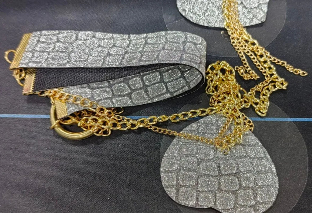 Sexy Metal Chain Linked Nipple Cover With Choker Nipple Pasties Reusable Women Bondage Choker Collar Body Chain Sex Games Toys