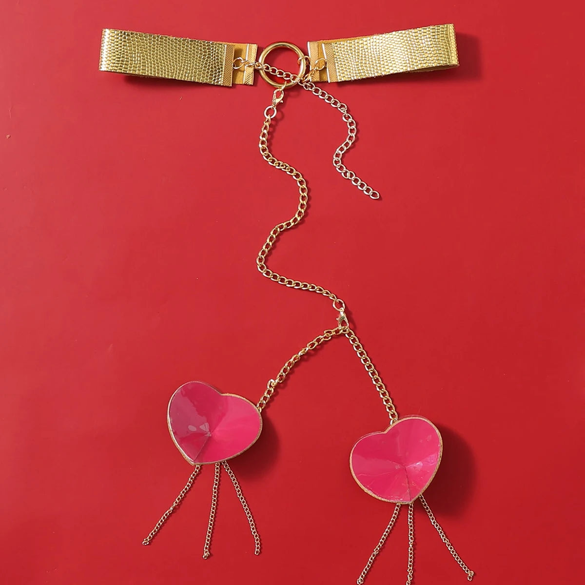 Sexy Metal Chain Linked Nipple Cover With Choker Nipple Pasties  Reusable Women Bondage Choker Collar Body Chain Sex Games Toys