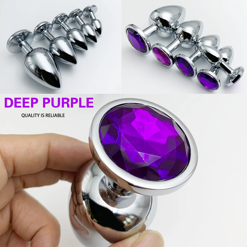 Metal Anal Plug Set with Jewel Base – 5 Sizes for Beginners to Advanced