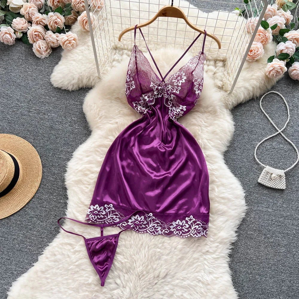 Female Sleevless Halter Playsuits Lace Sheer Open Crotch Lingerie Rompers Women Erotic Hollow Out Sexy Bodysuits Bow Jumpsuit