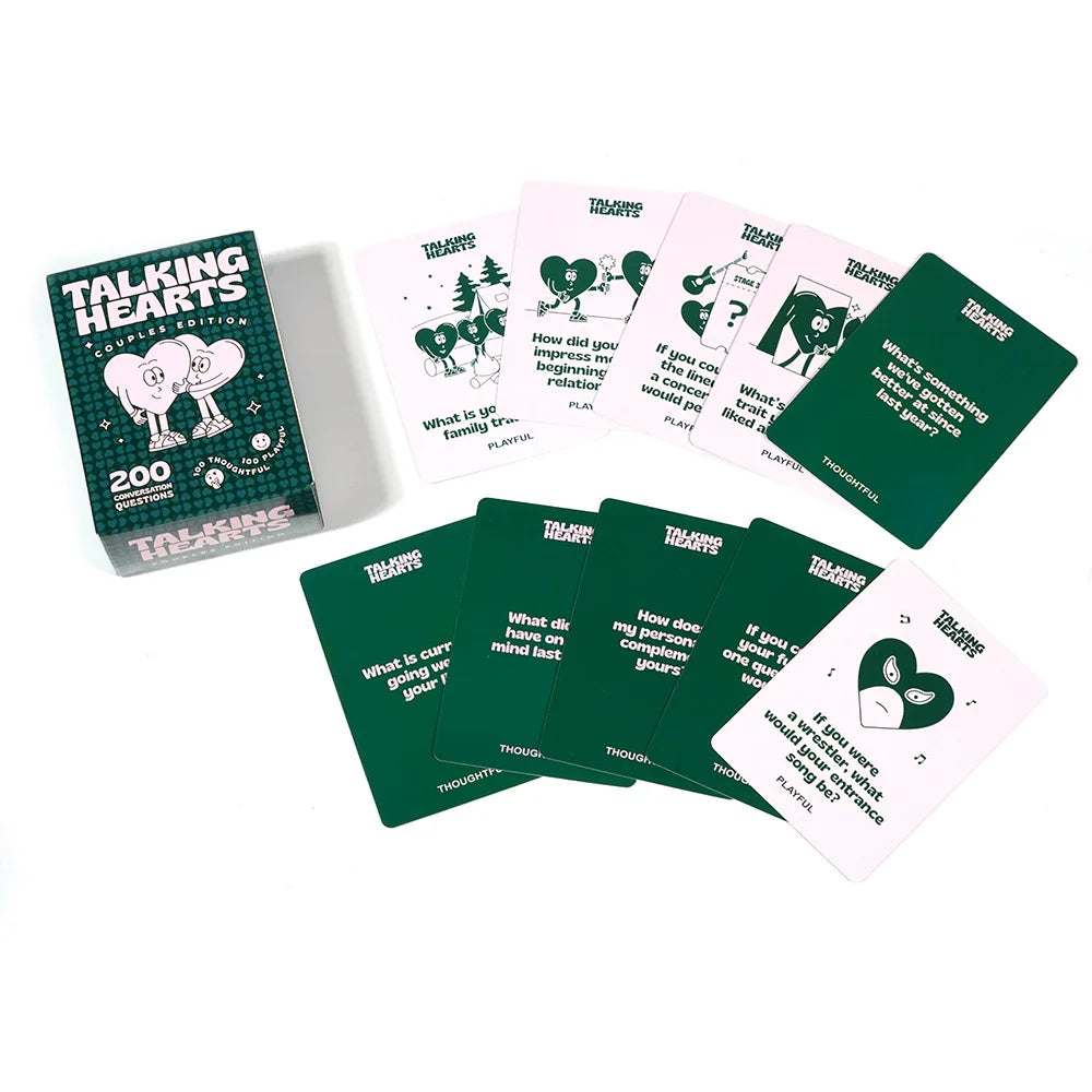 Talking Hearts Conversation Cards – 200 Questions for Couples | Date Night Card Game & Relationship Building Activity