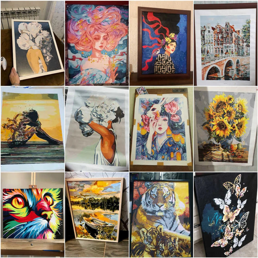 HUACAN Custom Photo Painting By Numbers Kits Couples Travel Hand Painted Diy Gift Home Wall Decoration