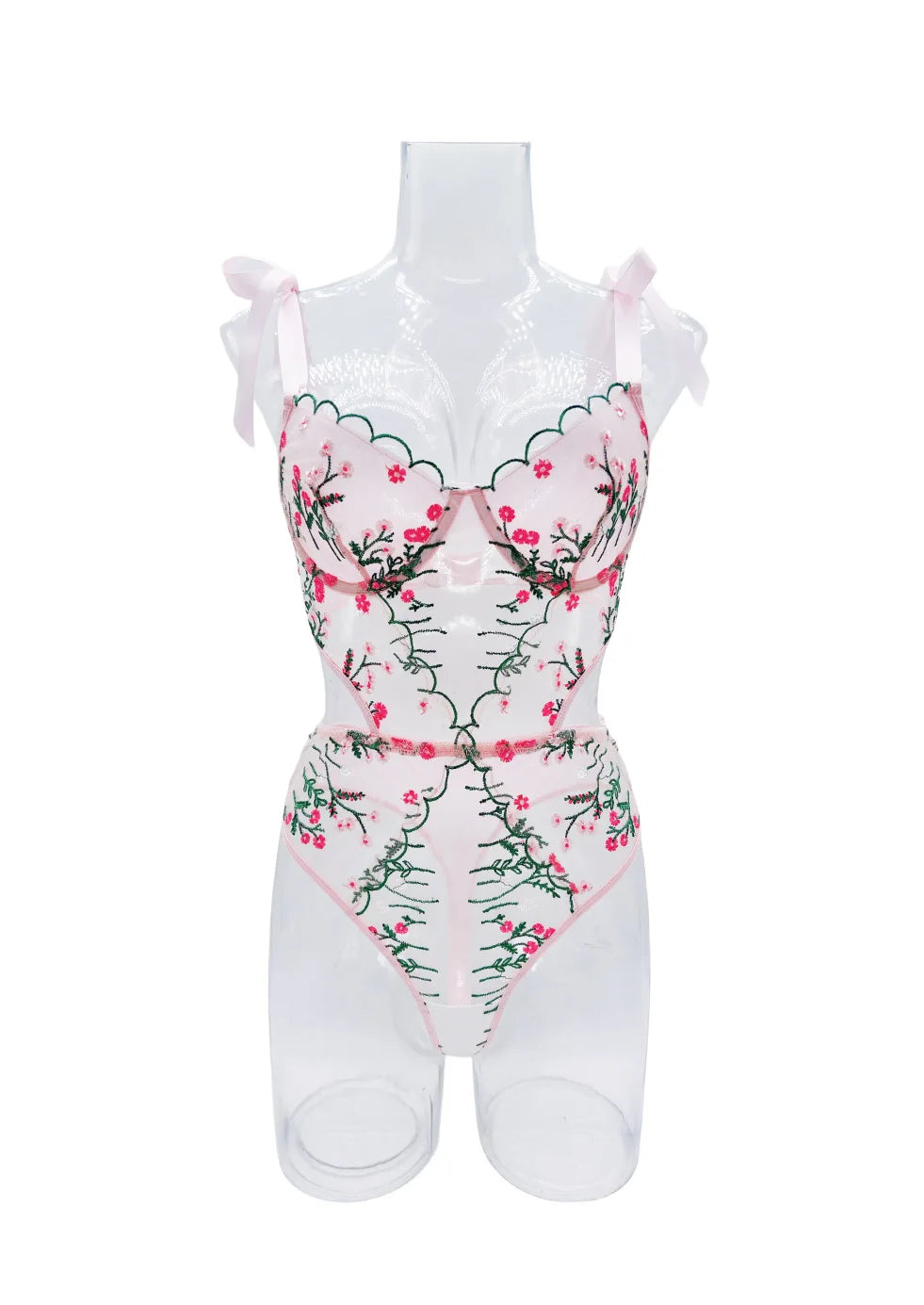 Women's Lace Bra & Panty Set – Floral Underwire Lingerie with Adjustable Straps | Elegant Intimate Wear
