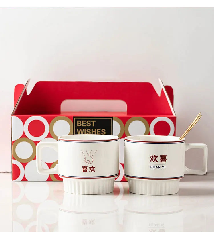 Wedding cup A pair of mugs wedding gift to the couple boudoir couple cup gift box with hand gifts