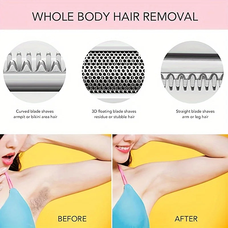 HOMEFISH 4 in 1 Electric Razor for Shaver Lady Shaver Body for Armpit Bikini Arm Leg Face Mustache Portable Painless