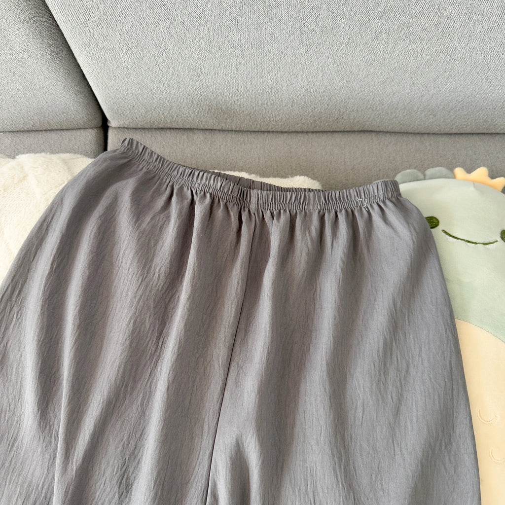 Youth Men's Slim Fit New Pajama Set Solid Color Short Sleeve Lapel Top and Elastic Shorts Pajamas Summer Loungewear Sleepwear