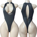 Erotic Open Bra Lingerie Women Sexy Costumes Deep V Hollow Bodysuit Hanging Neck Maid Dress Cosplay Uniform Crotchless Underwear