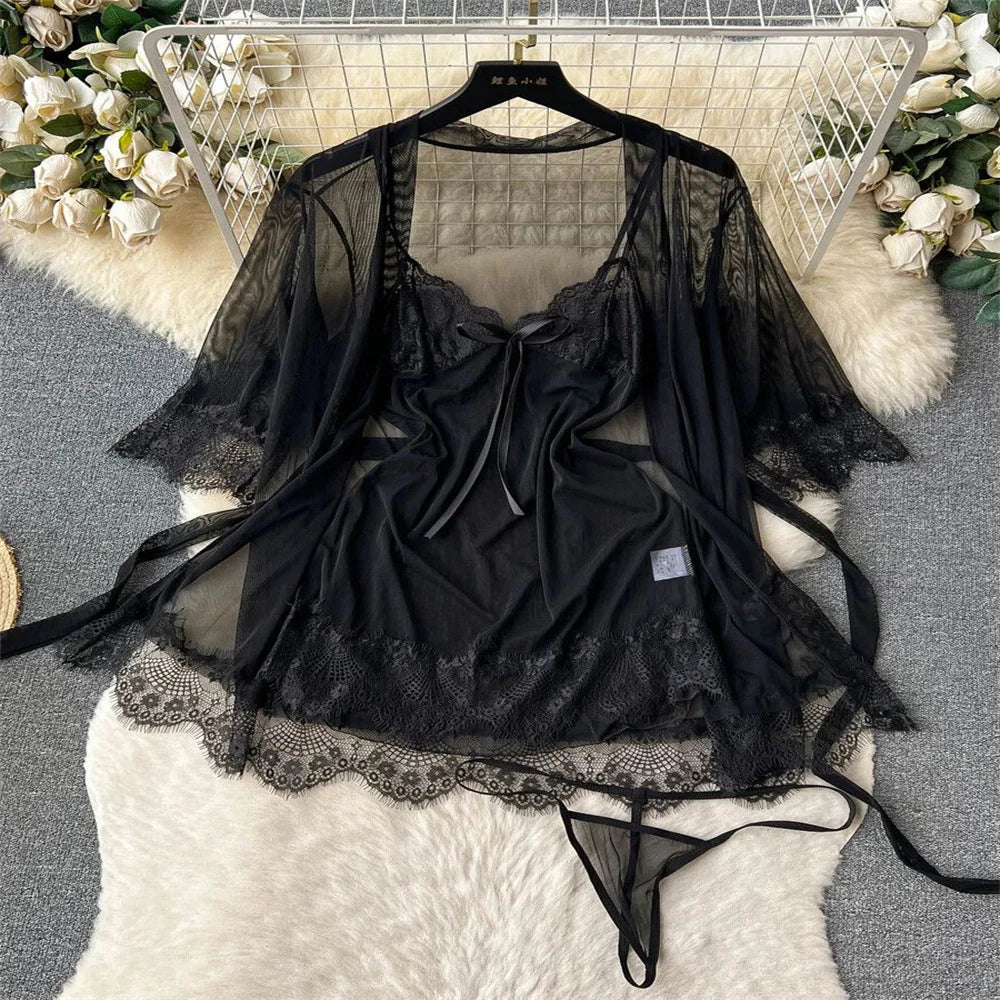 Female Sleevless Halter Playsuits Lace Sheer Open Crotch Lingerie Rompers Women Erotic Hollow Out Sexy Bodysuits Bow Jumpsuit