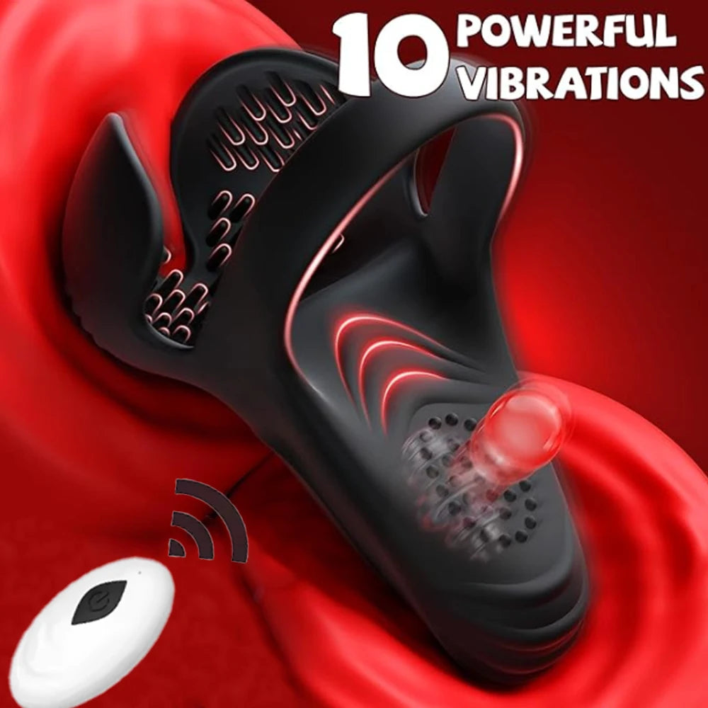 Vibrating Cock Ring Penis Ring Vibrator with 10 Vibrations Remote Control Male Sex Toy for Testicle Stimulator Adult Toy for Men