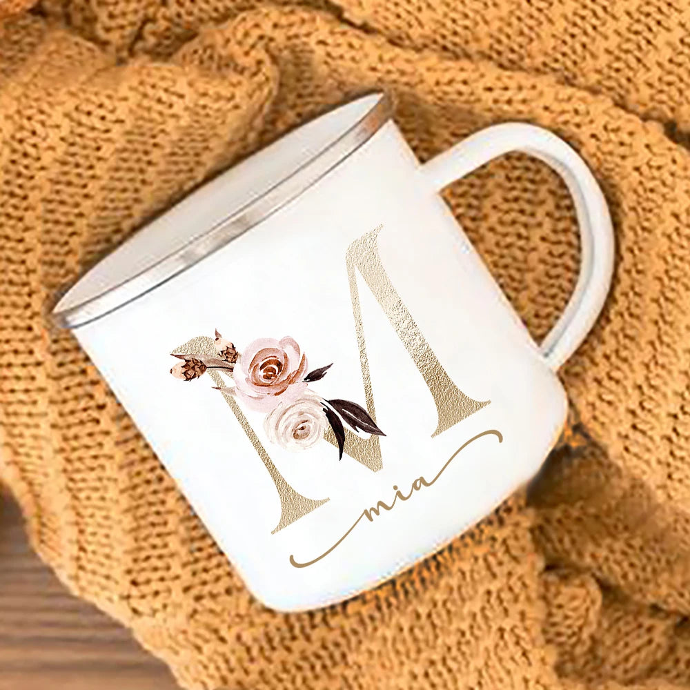 Floral Print Mugs Custom Name Coffee Juice Cups Wedding Bachelor Party Wine Cup Bridesmaid Bride Valentine's Day Christmas Gifts