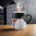 Creative Ceramic Color Changing Mug Heart-Shaped Thermochromic Reveal Coffee Mug 11oz Coffee Cup for Home&Office