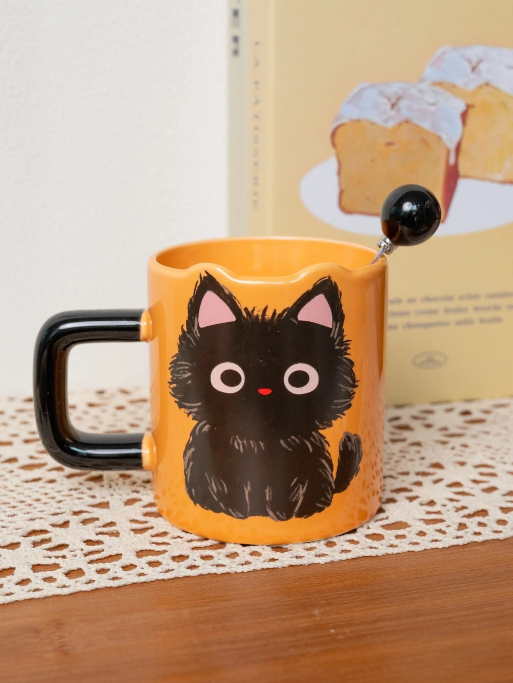 Ceramic  Head Mugs with Spoons Cute Animal Design Drinking Water Cups for Couples Home Office Birthday Gifts