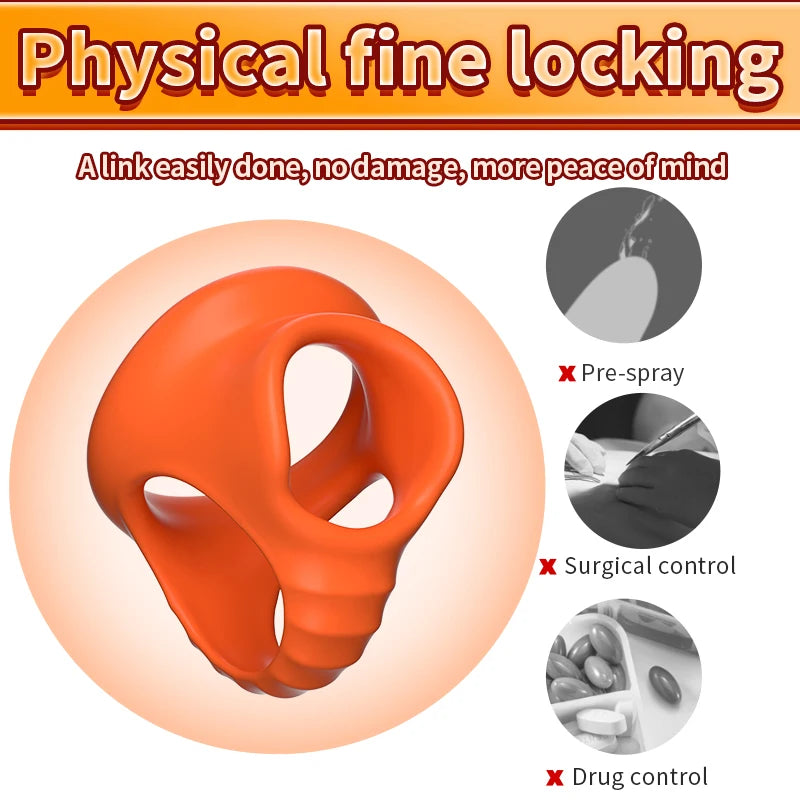 Reusable Silicone Penis Ring Delay Ejaculation Ball Scrotum Stretcher Triple Cockring Testicle Semen Lock BDSM Sex Toy for Men