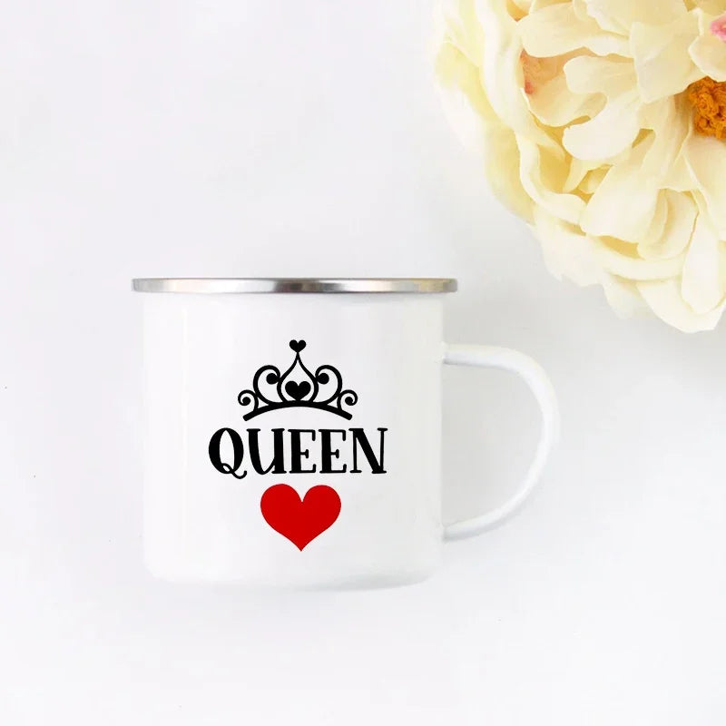 Mr and Mrs Mugs Cute Valentine's Day Gift His and Hers Lovers Camp Cup Husband and Wife Enamel Mug Gift for Couples